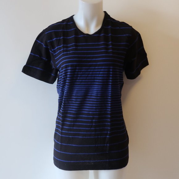 Y-3 YOHJI YAMAMOTO BLACK BLUE STRIPED T-SHIRT M* - Picture 1 of 11